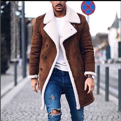 

Gobestart Mens Wool Jacket Warm Winter Trench Long Outwear Button Smart Overcoat Coats