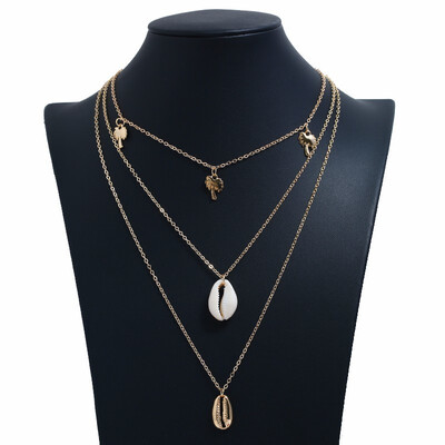 

Multi Layer Shell Pendant Necklace For Women Gold Chain Necklace Crystal Choker Necklaces Summer Bohemian Best Friend Jewelry