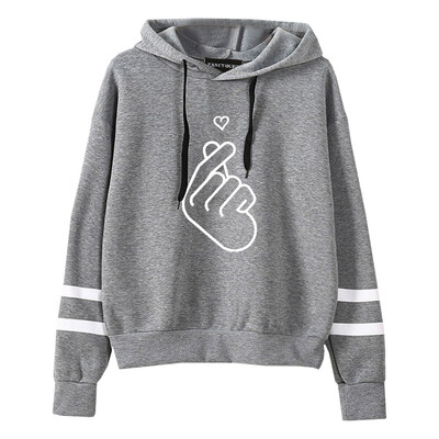 

Women Sweatshirt K pop B t s Finger Heart Printed Hoodie Long Sleeve