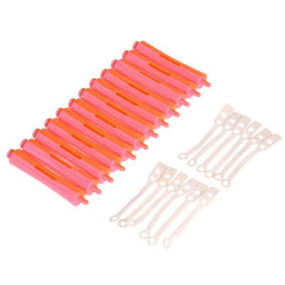 

12 Pieces Salon Cold Wave Rods Hair Roller With Rubber Band Curling Curler Perms Hairdressing Styling Tool for Girls Women Hair DI