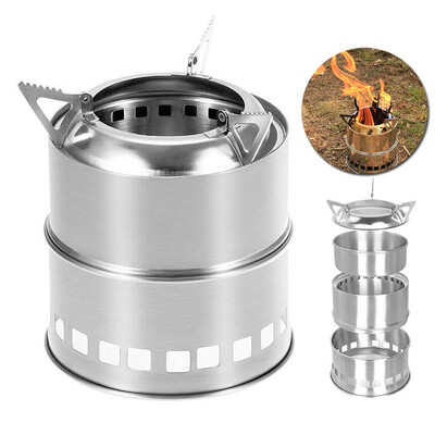

Stainless Steel Portable Outdoor Stove Food Heater Firewood Supply Camping Stove
