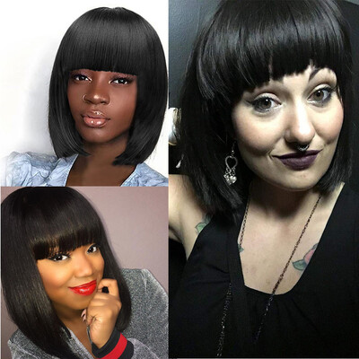 

〖Follure〗Short Bob Hair Wigs 30cm Straight with Flat Bangs Synthetic Colorful Party Wig