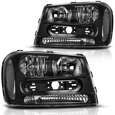 

For 2002 2003 2004 2005 2006 2007 2008 2009 Chevy Trailblazer Headlight Assembly WFull Width Grille Headlamp