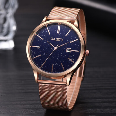 

Gobestart Fashion Casual Starry Sky Simple Calendar Business Net With Strap Mens Watch