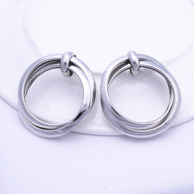 

8 Styles Big Circle Earrings for Women Simple Metal Statement Earrings Twisted Round Drop Earrings Knot Wedding Party Jewelry