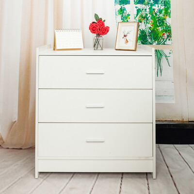 

3 Drawers Bedside Table Nightstand Cabinet Bedroom Chest Home Furniture White