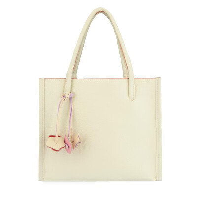 

Fashion Women Handbag PU Leather Solid Candy Color Flower Pendant Pocket Zipper Casual Shoulder Bag Tote