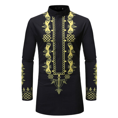 

Toponeto Mens Middle EasternStyle LongSleeved Jacket In Vintage Printing Fashion Blouse