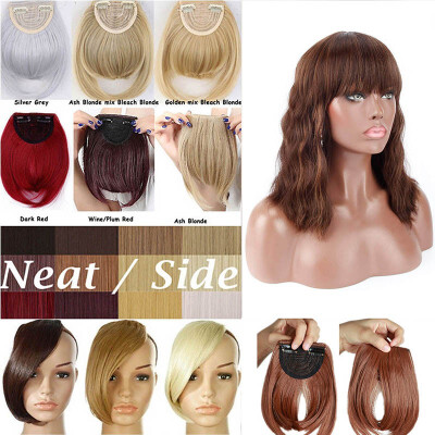 

9" Bangs Clip in Hair Extensions Front Neat Bang Fringe One Piece Striaght Hairpiece Accessories Side bangs