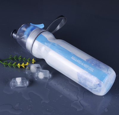 

Bicycle outdoor sports spray cup Portable water bottle plastic double layer creative fitness cup