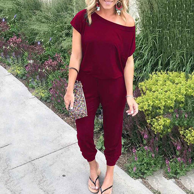

Starmoon Women Pocket Off Shoulder Short Sleeve Rompers Jumpsuit Long Playsuit