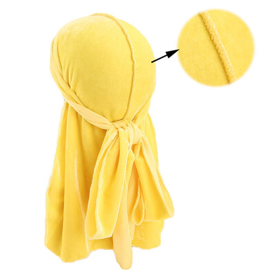 

12 Colors Unisex Velvet Long Tail Turban Hijab Cap Pirate Hat For Hair Loss Chemo Hats