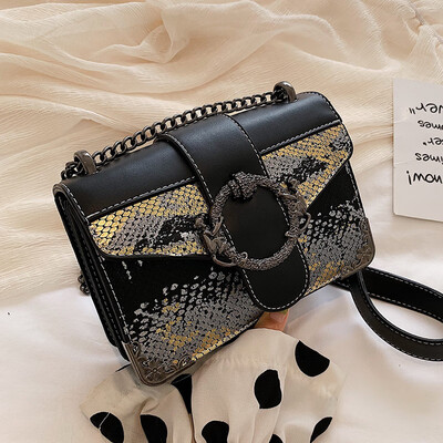 

Fashionable personality hardware small square bag2019 Korean womens single-shoulder retro-chain retro-chain&autumn&win