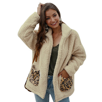 

Women Winter Coats England Style Loose Thermal Overcoat Jacket Solid Color Teddy Coat Outwear