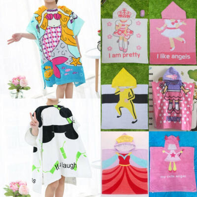 

Toddler Baby Kids Soft Bathrobe Animal Cartoon Hooded Cloak Blanket Bath Towel