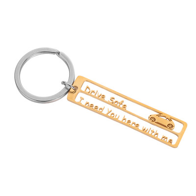 

Magic New Fashion Keychain Stainless Steel Key Chain Hollow Words Drive Safe I Need You Here With Me