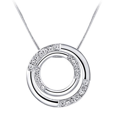 

Necklace for Women Double Circle Pendant Women Necklace Rose Gold Color Chain Mothers Day Gift