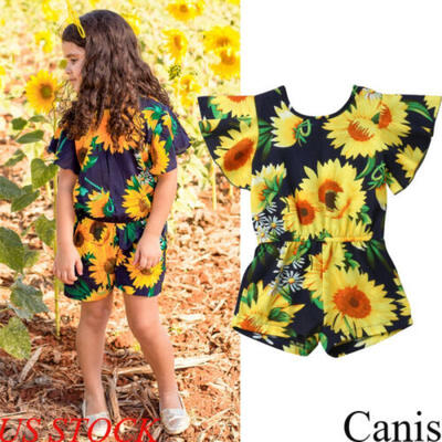 

USA New Kids Baby Girl Overalls Floral Romper Jumpsuit Outfits Summer One-Piece