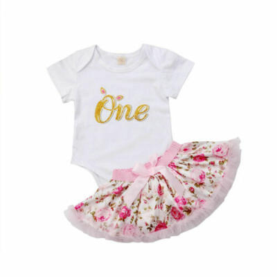 

Newborn Baby Girls Kids One First Birthday Outfits Romper Princess Tutu Dress