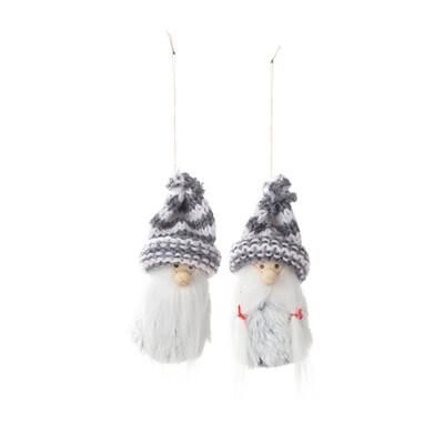 

1 Pair Knitted Wooden Plush Doll Christmas Pendant Drop Xmas Tree Hanging Pendants Decor Holiday Ornaments Xmas Gift for Kids
