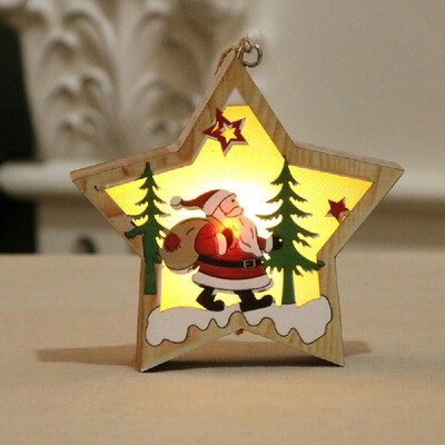 

Portable Delicate Christmas Decoration Wooden Lighting Pendant Christmas Tree Decoration Pendant Circle Mode