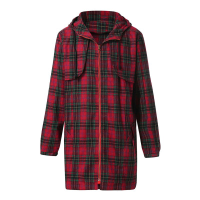 

Toponeto Womens Winter Warm Outwear Plaid Top Hooded Pockets Vintage Oversize Coats