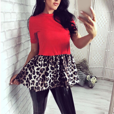 

Womens Tops Ladies Shirts Summer Splicing Tops Fashion Plus Size Casual