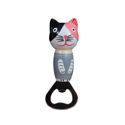 

Wood Cartoon Cat Shaped Stainless Steel Bottle Opener&Fridge Magnet For Home Kitchen Bar Restaurant KTV Party