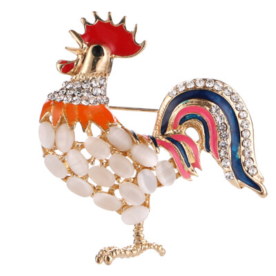 

Creative modeling Enameled&Crystal Rhinestones Chicken Rooster Fashion Brooch Pins for Women