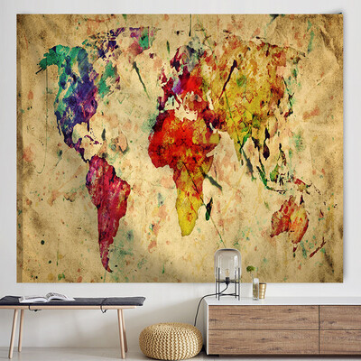 

Toponeto Vintage World Map Wall Tapestries Hanging Hippie Tapestry Bedspread Yoga Mat New