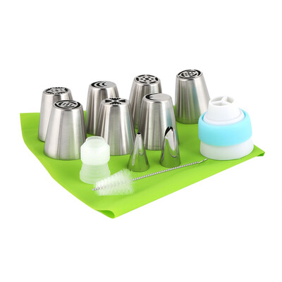 

Greensen 13Pcs Stainless Steel Pastry Nozzles&Coupler Icing Piping Tips Sets DIY Bakeware Decorating