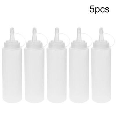 

5pcs 8oz Clear Plastic Squeeze Bottle Condiment Dispenser Ketchup Mustard Sauce