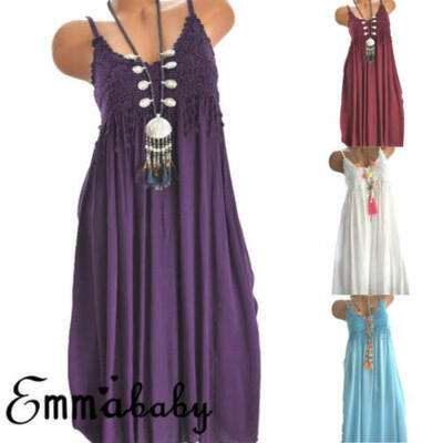 

Womens Summer Boho Casual Long Maxi Evening Party Cocktail Beach Dress Sundress
