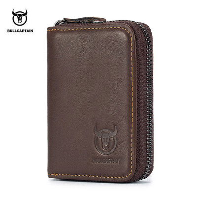 

BULLCAPTAIN 2018 male leather wallet Men Wallet Cowhide Coin Purse Slim Designer Brand Wallet gift for men birthday Card wallet