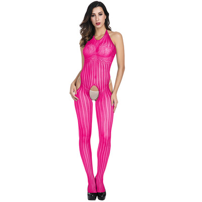 

Toponeto Women Open Crotch Bodystockings Perspective Halter Underwear Pajama