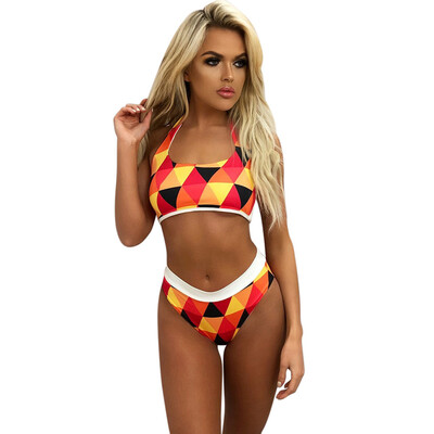 

Roseonmyhand Women Bikini Set Swimwear Push-Up Padded Print Bandage Bra Swimsuit Beachwear