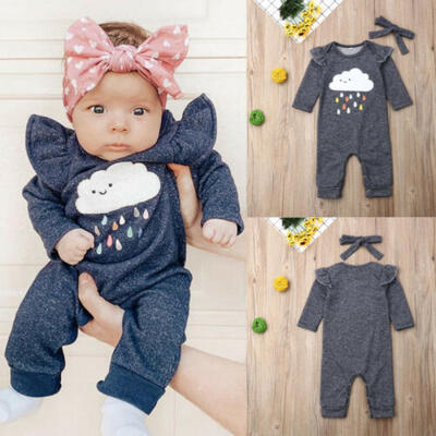 

US Toddler Kid Baby Boy Girl Winter Clothes Ruffle Romper Jumpsuit Cotton Outfit