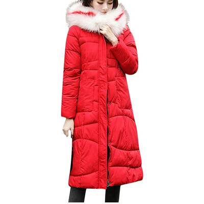 

Toponeto Women Fashion Outerwear Long Cotton-padded Jacket Pocket Hooded Coats
