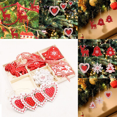 

〖Follure〗24 pieces of wooden pendants Christmas decorations home improvement gifts