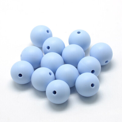 

Food Grade Environmental Silicone Beads Chewing Beads For Teethers DIY Nursing Necklaces Making Round LightSteelBlue 1415mm