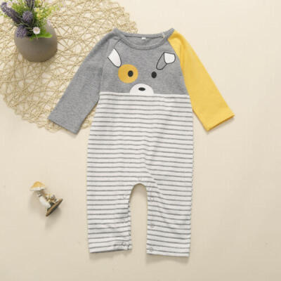 

Newborn Infant Baby Kid Cotton Clothes Autumn Romper Jumpsuit Stripe Outfit Set