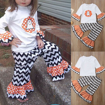 

Baby Girls Halloween Outfit Cute Ghost Long Sleeve TopsLong Pants Clothes