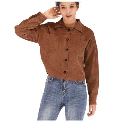 

Toponeto Fashion Women Long Sleeve Thin Button Corduroy Casual Coat Outwear