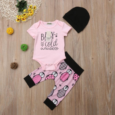 

3Pcs Newborn Baby Girls Clothes Set Romper BodysuitPants Leggings Outfits Clothing