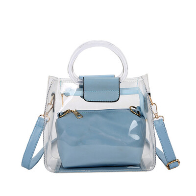 

Tailored Handbag 2PC Jelly Transparent Messenger Bag Woman 2019 New Portable Shoulder Bag