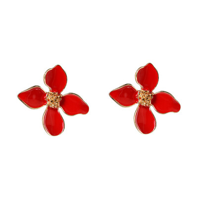 

women sweet red girl heart flower earrings fringed pearl earrings jewelry fabric pink flower earrings party earrings gift