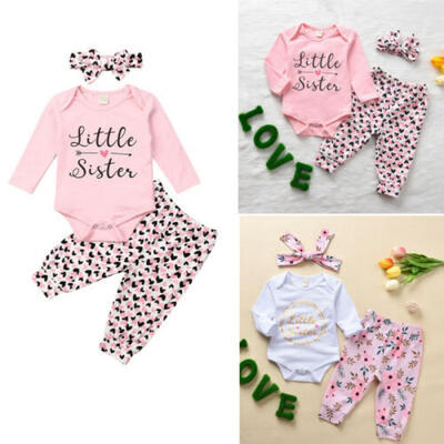 

US Baby Girl Headband Romper Jumpsuit Bodysuit Pants Outfit Newborn Clothes Set