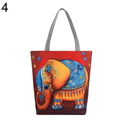 

Ethnic Elephant Canvas Shopping Casual Women Single Shoulder Tote Bag Handbag