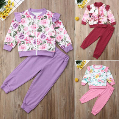 

UK Toddler Kid Baby Girl Long Sleeve Floral TopsLeggings Pants 2PCS Outfit Set