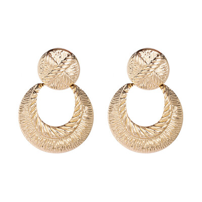 

EK377 European American Brand Big Circle Dangle Earrings Uneven Metal Round Drop Earring for Women Statement Jewelry Accessories